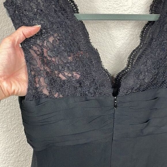 Donna Ricco Black Silk Lace Tiered Dress Chiffon Babydoll LBD Sz 4 - Picture 6 of 12